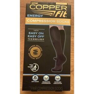 Copper Fit Energy Compression Socks Unisex‎ Black S/M Men 6-9 Women 7-10 New